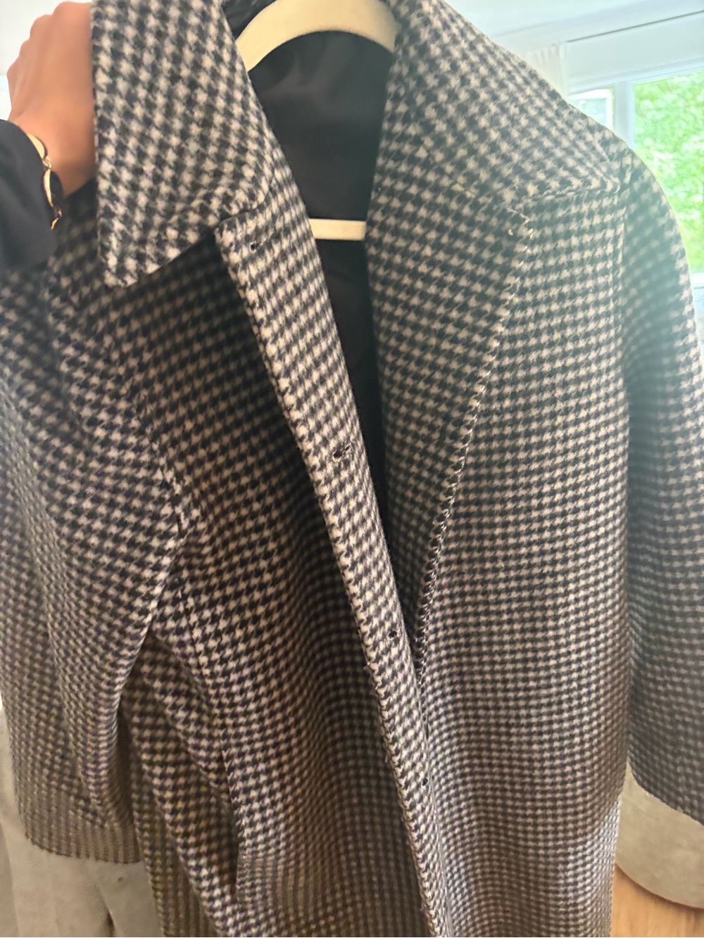 & Other Stories Black and White Houndstooth Pea Coat